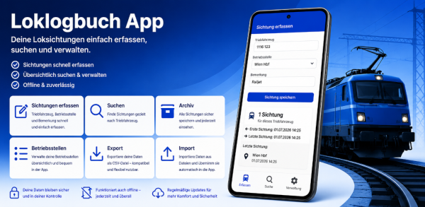 LokLogbuch – Die App für Lokomotivsichtungen LokLogbuch – Die App für Lokomotivsichtungen